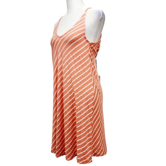 Orange & White Striped Sleeveless A-Line Dress Medium Lightweight Casual Size M - Picture 15 of 16